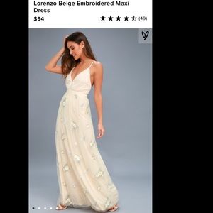 Lorenzo Beige Embroidered Maxi Dress